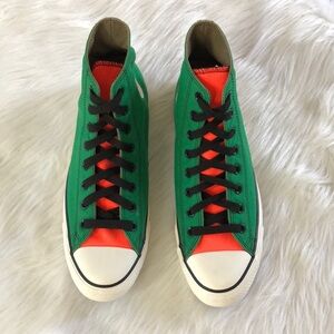 Green and Orange High-Top Sneakers